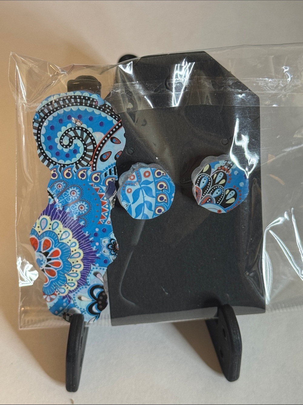 Boho style hair clip with matching stud earring set